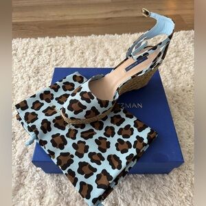Stuart Weitzman blue leopard espadrille. Size 9. Never worn.